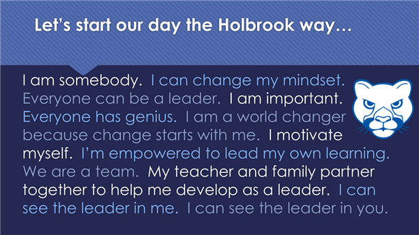 Let's start our day the Holbrook way... I am somebody. 